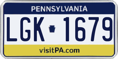 PA license plate LGK1679