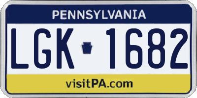 PA license plate LGK1682