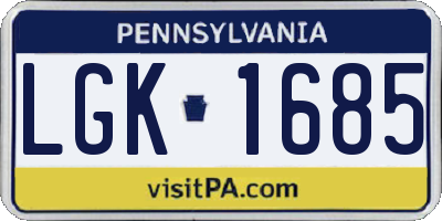 PA license plate LGK1685