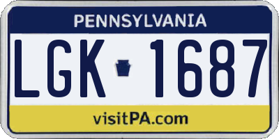 PA license plate LGK1687