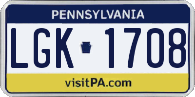 PA license plate LGK1708