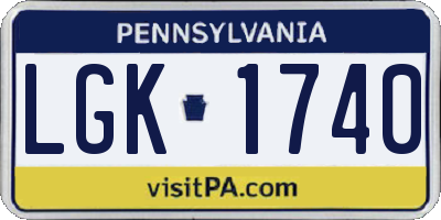 PA license plate LGK1740