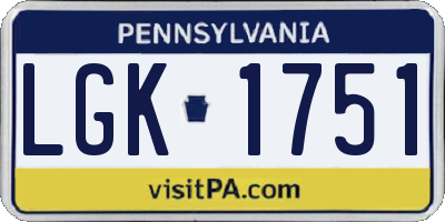 PA license plate LGK1751