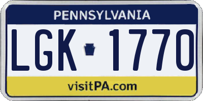 PA license plate LGK1770
