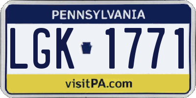 PA license plate LGK1771