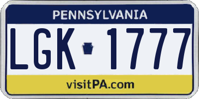 PA license plate LGK1777