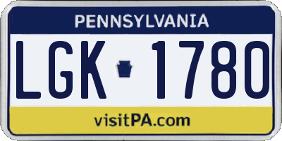 PA license plate LGK1780