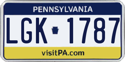 PA license plate LGK1787