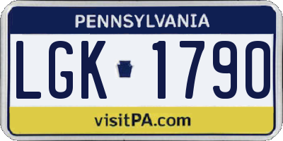 PA license plate LGK1790