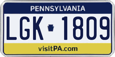 PA license plate LGK1809