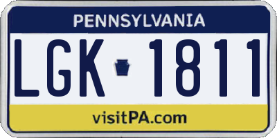PA license plate LGK1811