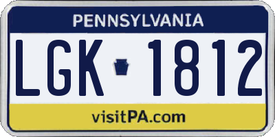 PA license plate LGK1812