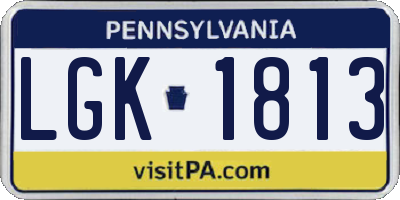 PA license plate LGK1813