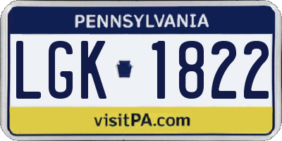 PA license plate LGK1822