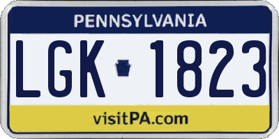 PA license plate LGK1823