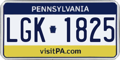PA license plate LGK1825