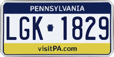 PA license plate LGK1829