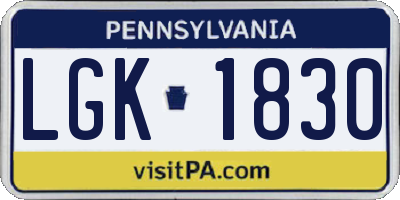 PA license plate LGK1830