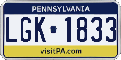 PA license plate LGK1833