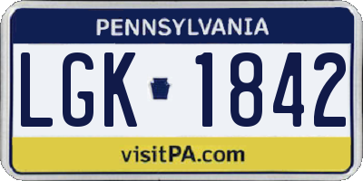 PA license plate LGK1842