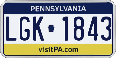 PA license plate LGK1843