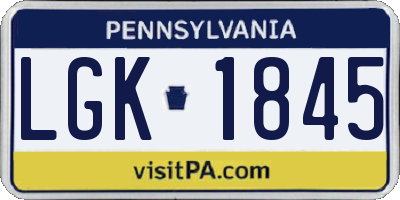 PA license plate LGK1845