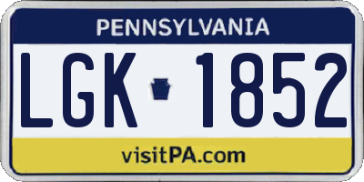 PA license plate LGK1852