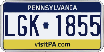 PA license plate LGK1855