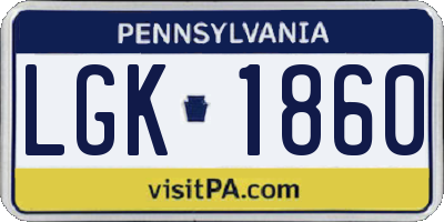 PA license plate LGK1860