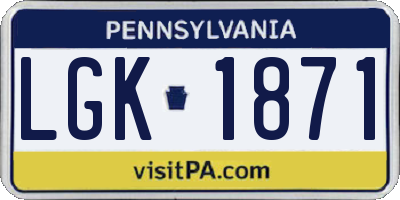 PA license plate LGK1871