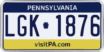 PA license plate LGK1876