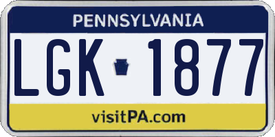 PA license plate LGK1877