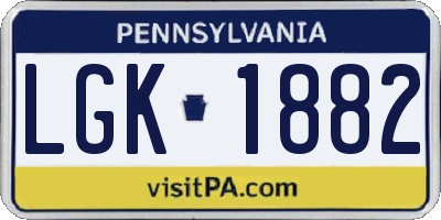 PA license plate LGK1882