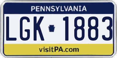 PA license plate LGK1883