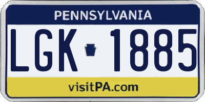 PA license plate LGK1885