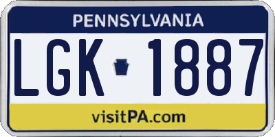PA license plate LGK1887