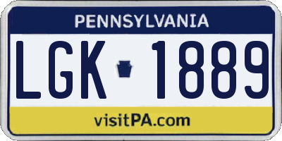 PA license plate LGK1889