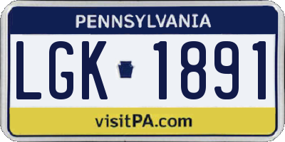 PA license plate LGK1891