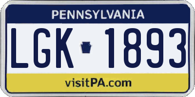 PA license plate LGK1893