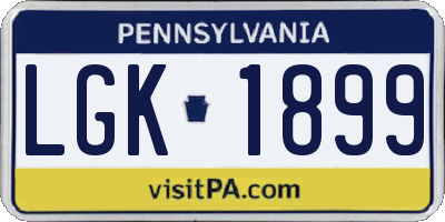 PA license plate LGK1899