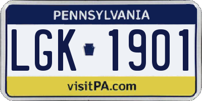 PA license plate LGK1901