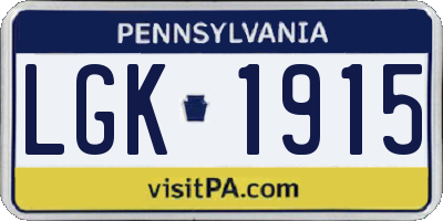 PA license plate LGK1915