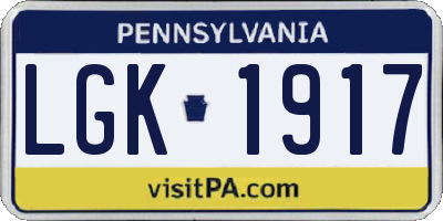 PA license plate LGK1917