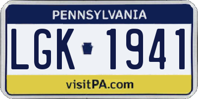 PA license plate LGK1941