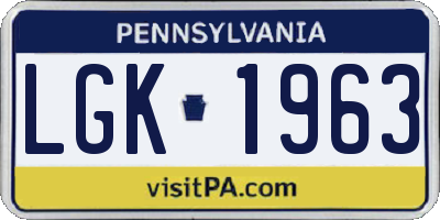 PA license plate LGK1963