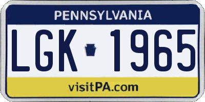 PA license plate LGK1965