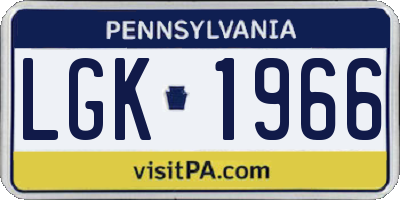 PA license plate LGK1966