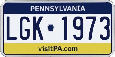 PA license plate LGK1973