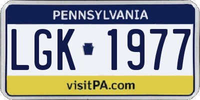 PA license plate LGK1977