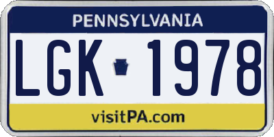 PA license plate LGK1978